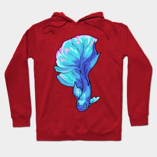 Colorful Fish without back. Blue and pink Hoodie